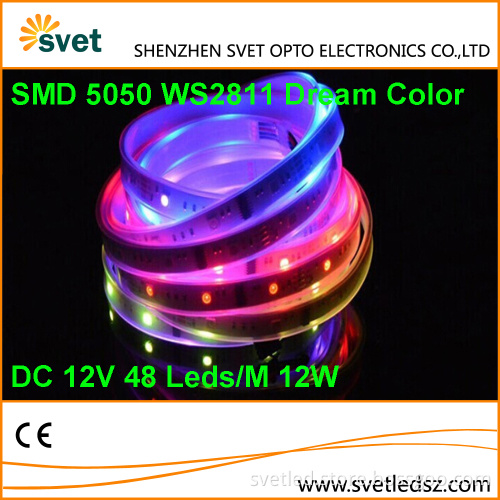 SMD 5050 DC12V Addressable DMX RGB Led Strip 48 Led/M Full Color Changing